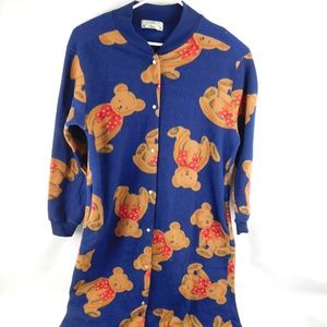 Orvis Snap Front Teddy Bear Sleepwear Pajama Robe